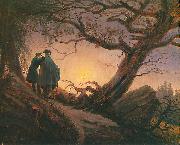 Caspar David Friedrich Zwei Manner in Betrachtung des Mondes France oil painting artist